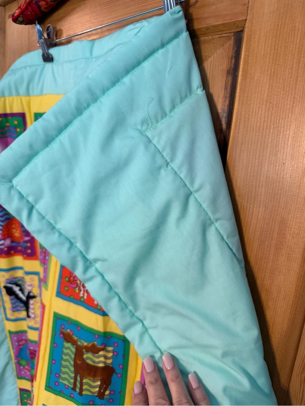 Mint Green Noah’s Ark Themed Handmade Baby Quilt — One of a Kind!!!